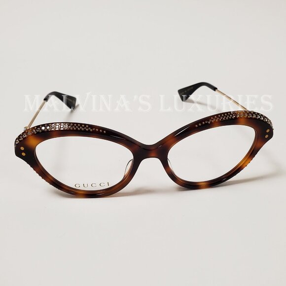 GUCCI GLASSES GG02150 CRYSTAL EMBELLISHED CAT EYE TORTOISESHELL BEE DETAIL - Picture 4 of 14